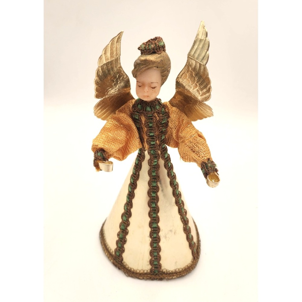 Koestal West Germany Gold & Wax Angel Tree Topper Vintage 7" tall